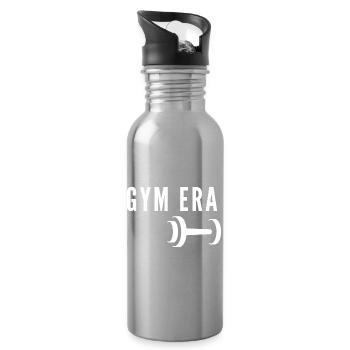 Fitness-Motivation für Kurzhantel-Gewichtheben im Fitnessstudio - Trinkflasche mit integriertem Trinkhalm - Lightsilver - Rechts