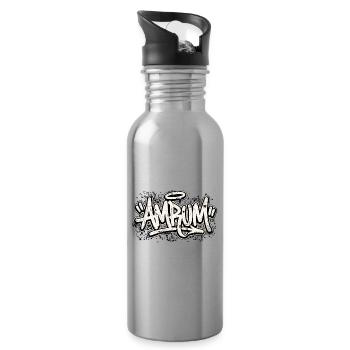 Amrum Graffiti Oldschool Hip Hop - Trinkflasche mit integriertem Trinkhalm - Lightsilver - Rechts
