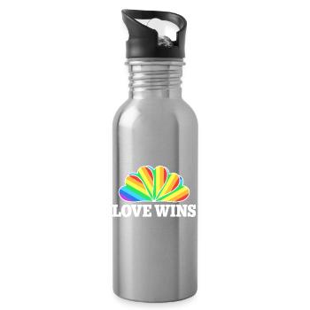 Love Wins - Rainbow Statement Design - Gourde avec paille intégrée - argent clair - Droite