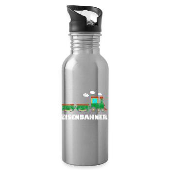 Eisenbahner Kinder Lokomotive Eisenbahn - Trinkflasche mit integriertem Trinkhalm - Lightsilver - Rechts