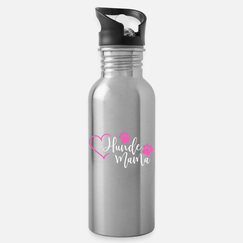 Hund Hunde Mama Hundemama - Trinkflasche mit integriertem Trinkhalm - Lightsilver