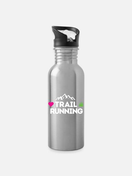 Ich liebe Trailrunning - Trinkflasche mit integriertem Trinkhalm - Lightsilver