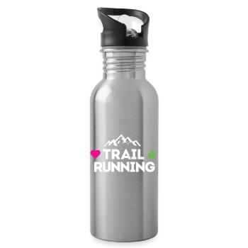 I love Trail Running - Water bottle with straw - silver - Right