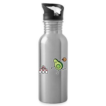 Lustige Avocado Bowling, Bowler, kegeln, Kegler - Trinkflasche mit integriertem Trinkhalm - Lightsilver - Rechts