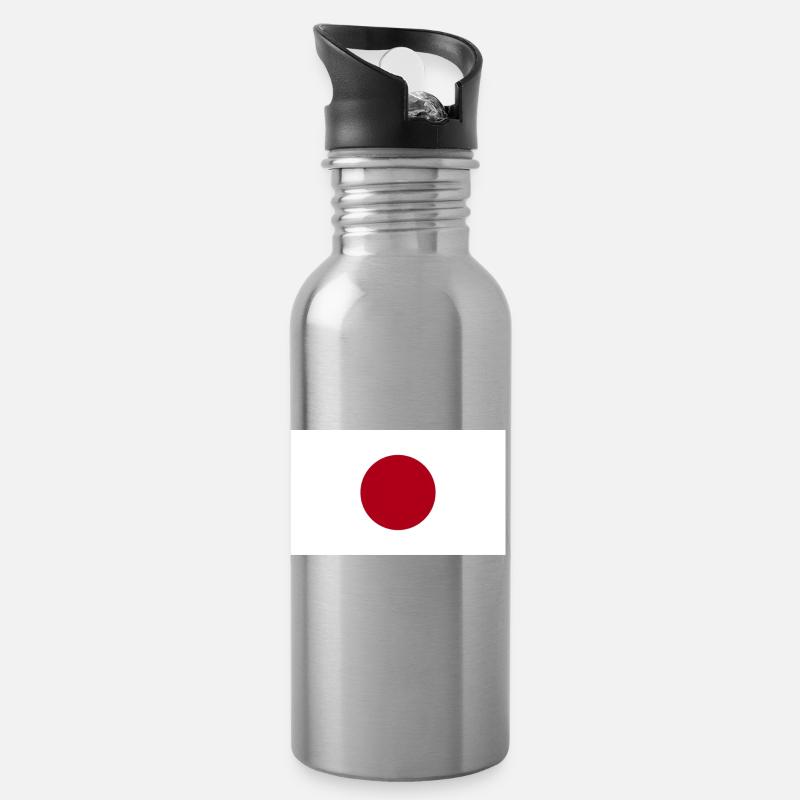 Drapeau national du Japon - Gourde avec paille intégrée - argent clair