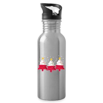 Christmas trees Poland Polish flag Polska - Water bottle with straw - silver - Right