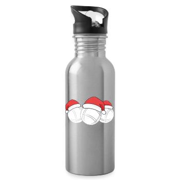 Boule Santa Tenue de pétanque pour Bouler pour boules - Gourde avec paille intégrée - argent clair - Droite
