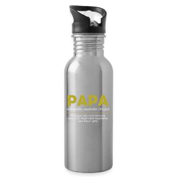 Papa Superheld Definition - Trinkflasche mit integriertem Trinkhalm - Lightsilver - Rechts