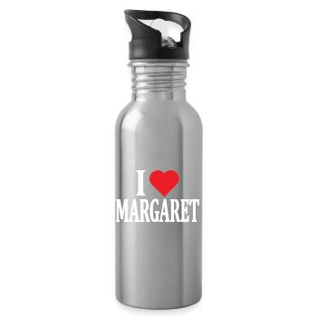 nom du t-shirt J’aime Margaret idée cadeau de t-shirt - Gourde avec paille intégrée - argent clair - Droite