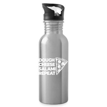 Teig Käse Salami Nochmal - Trinkflasche mit integriertem Trinkhalm - Lightsilver - Rechts