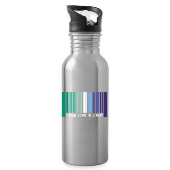 LGBT Pride Month - I Was Born This Way (Gays) - Water bottle with straw - silver - Right