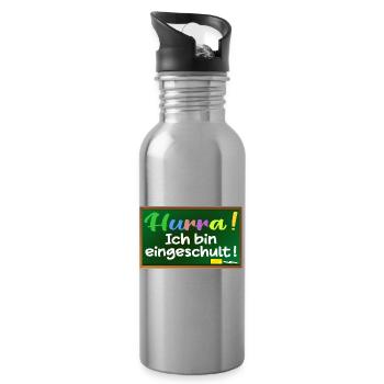 Einschulung Schulanfang HURRA - Trinkflasche mit integriertem Trinkhalm - Lightsilver - Rechts