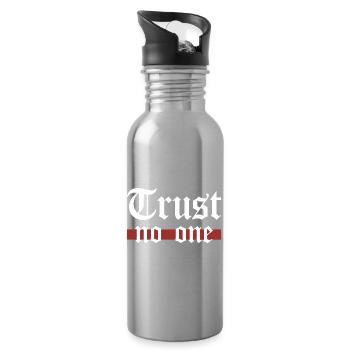 Trust No One Gothic Grunge Statement Spruch - Trinkflasche mit integriertem Trinkhalm - Lightsilver - Rechts