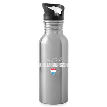 Flag of Luxembourg, Luxembourg pride - Water bottle with straw - silver - Right