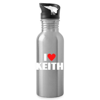 I love Keith Red Heart Romantic Name Fan - Water bottle with straw - silver - Right