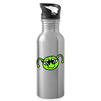 Raupe Sonnenbrille Cool Lächeln Frech Spaß Comic - Trinkflasche mit integriertem Trinkhalm - Lightsilver - Rechts