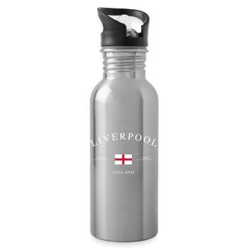 Liverpool England – Urlaub Souvenir & Geschenk - Trinkflasche mit integriertem Trinkhalm - Lightsilver - Rechts