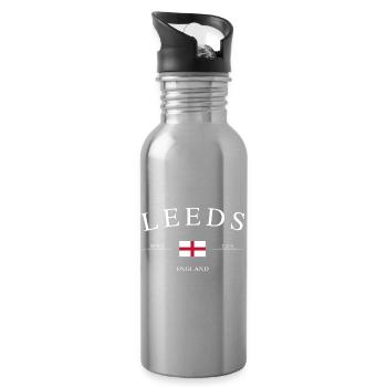 Leeds England – Holiday Souvenir &amp; Gift - Water bottle with straw - silver - Right