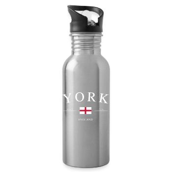 York England – Holiday Souvenir & Gift - Water bottle with straw - silver - Right