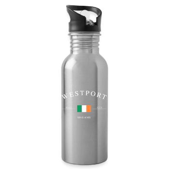 Westport, Irlande – Souvenir et cadeau de vacances - Gourde avec paille intégrée - argent clair - Droite