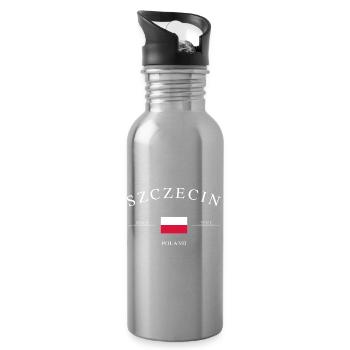 Szczecin Pologne – Souvenir et cadeau des Fêtes - Gourde avec paille intégrée - argent clair - Droite
