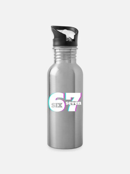 Six Seven 6 7 Meme Fun Design 67 - Trinkflasche mit integriertem Trinkhalm - Lightsilver