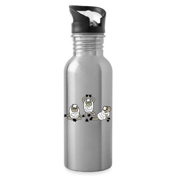 Schaf Drei Müde Erschöpft Yoga Meditation 3 Posen - Trinkflasche mit integriertem Trinkhalm - Lightsilver - Rechts