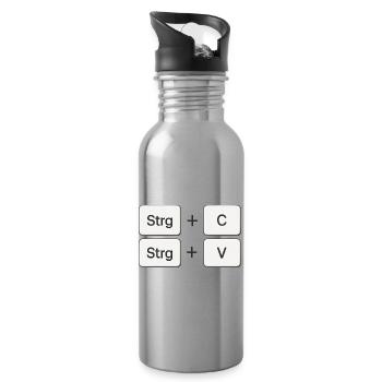 Kopieren + Einfügen | Copy + Paste - Trinkflasche mit integriertem Trinkhalm - Lightsilver - Rechts