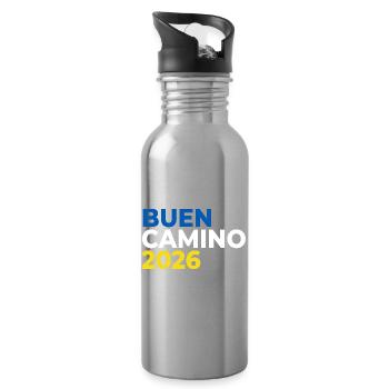 Buen Camino 2026 | Chemin de Saint-Jacques, Pèlerins, Santiago - Gourde avec paille intégrée - argent clair - Droite