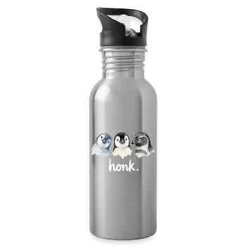 Lustiges Geschnatter von Pinguinen - Trinkflasche mit integriertem Trinkhalm - Lightsilver - Rechts