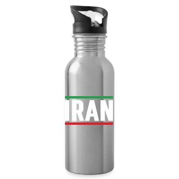 Iran-Flagge starke Typografie - Trinkflasche mit integriertem Trinkhalm - Lightsilver - Rechts