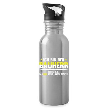 Bavarian Beer Joke Saying - Water bottle with straw - silver - Right