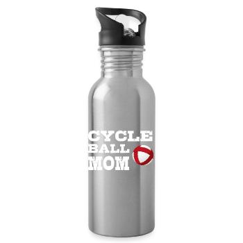 Radball, Radballer, Hallenradsport, Mom, Cycleball - Trinkflasche mit integriertem Trinkhalm - Lightsilver - Rechts