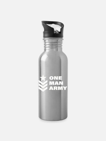 ONE MAN - Trinkflasche mit integriertem Trinkhalm - Lightsilver