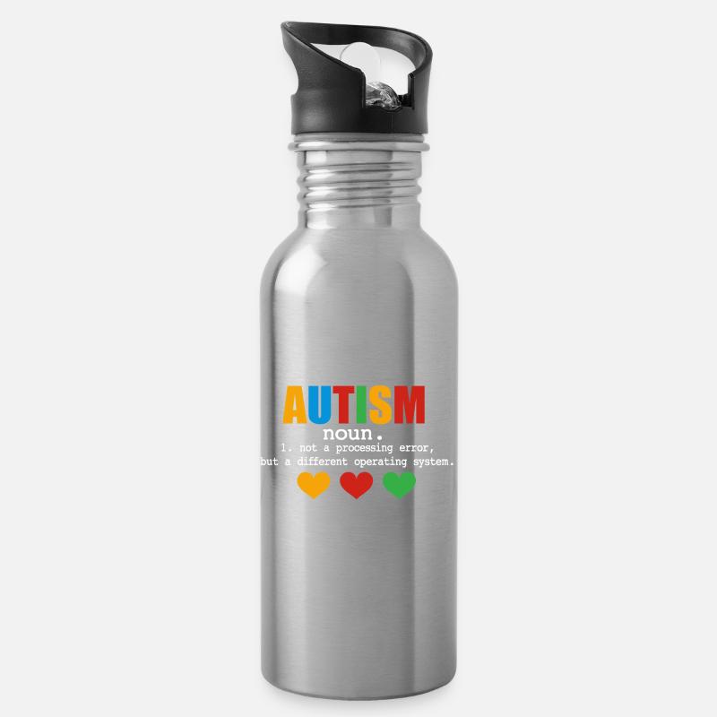 Autism Definition - Trinkflasche mit integriertem Trinkhalm - Lightsilver