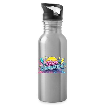 Neon Generation Retro Vibe - Water bottle with straw - silver - Right