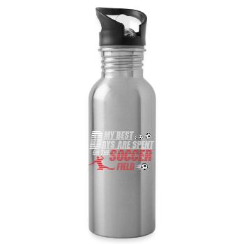 Best Days Are Spent on Soccer Field Design - Water bottle with straw - silver - Right