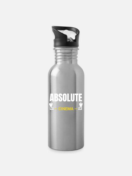Absolute Cinema Statement - Trinkflasche mit integriertem Trinkhalm - Lightsilver