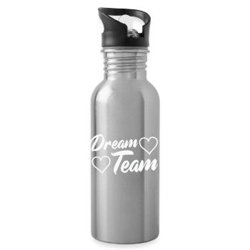 Dream team with hearts - Water bottle with straw - silver - Right