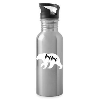 Papa Bear - Cute Family Gift for Father - Trinkflasche mit integriertem Trinkhalm - Lightsilver - Rechts