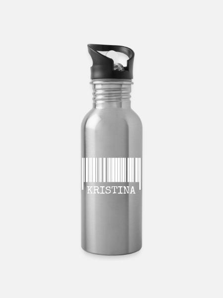 Strichcode Kristina - Trinkflasche mit integriertem Trinkhalm - Lightsilver