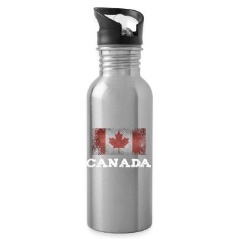 Déclaration détruite du drapeau rouge de l’érable canadien - Gourde avec paille intégrée - argent clair - Droite