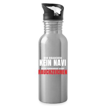 Feuerwehr kein Navi Rauchzeichen lustiger Spruch - Trinkflasche mit integriertem Trinkhalm - Lightsilver - Rechts