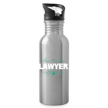 Lawyer logo with ornament - Water bottle with straw - silver - Right