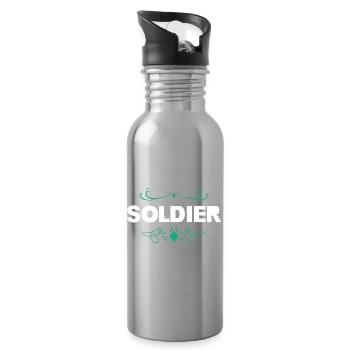 Soldier Ornament-Schriftzug - Trinkflasche mit integriertem Trinkhalm - Lightsilver - Rechts