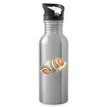 Sleeping Dinosaur - Water bottle with straw - silver - Right