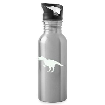 T-Rex Silhouette im Retro-Look - Trinkflasche mit integriertem Trinkhalm - Lightsilver - Rechts