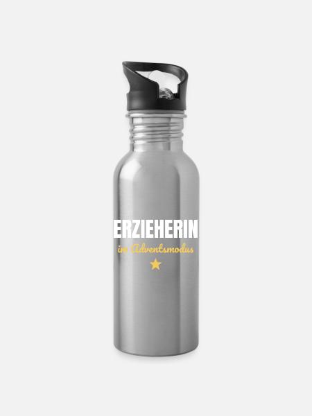 Erzieherin im Adventsmodus - Trinkflasche mit integriertem Trinkhalm - Lightsilver