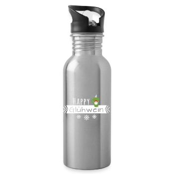 Happy Glühwein Glühweintasse Weihnachten - Trinkflasche mit integriertem Trinkhalm - Lightsilver - Rechts