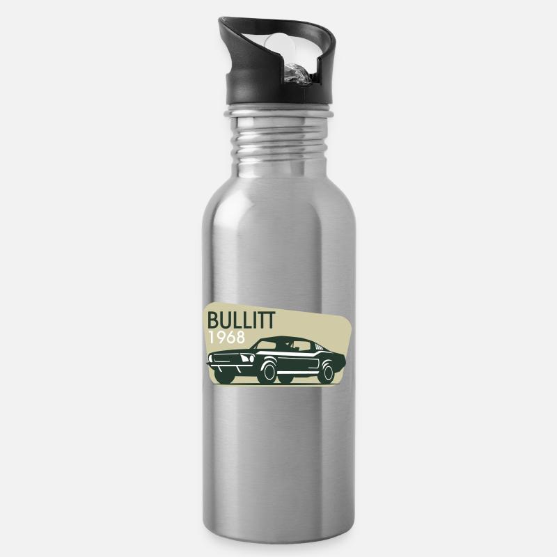 Oldtimer 1968 Auto Retro - Trinkflasche mit integriertem Trinkhalm - Lightsilver